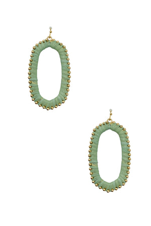 Raffia Woven Bead Oval Drop Earring