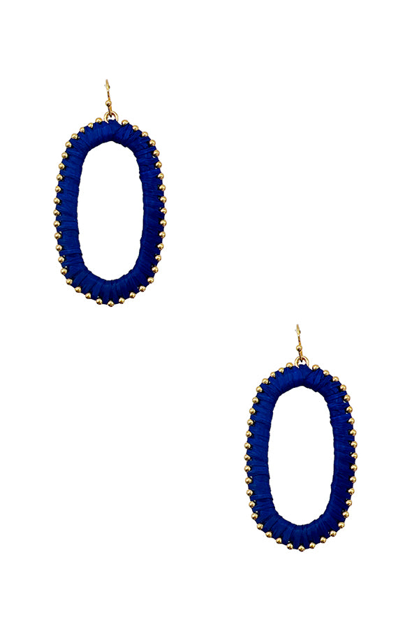 Raffia Woven Bead Oval Drop Earring