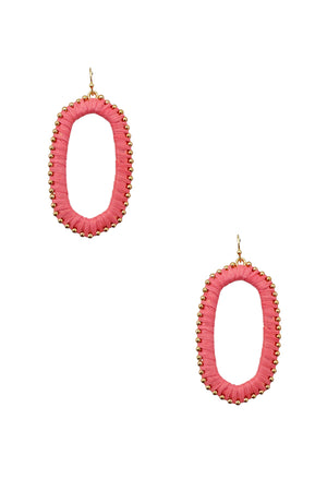 Raffia Woven Bead Oval Drop Earring