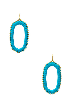 Raffia Woven Bead Oval Drop Earring