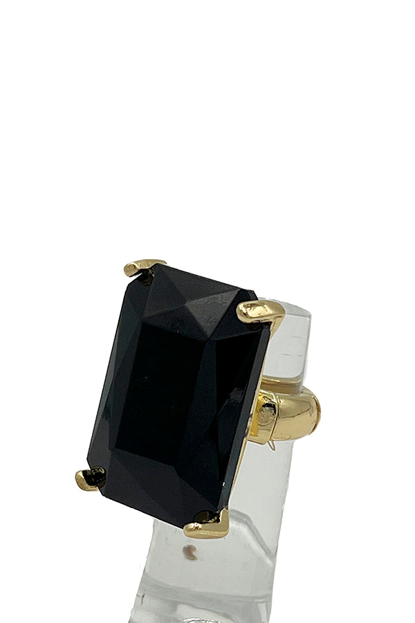 Faceted Rectangle Gem Stretch Ring