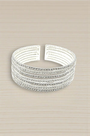 RHINESTONE PAVE MULTI ROW FLEX CUFF BRACELET