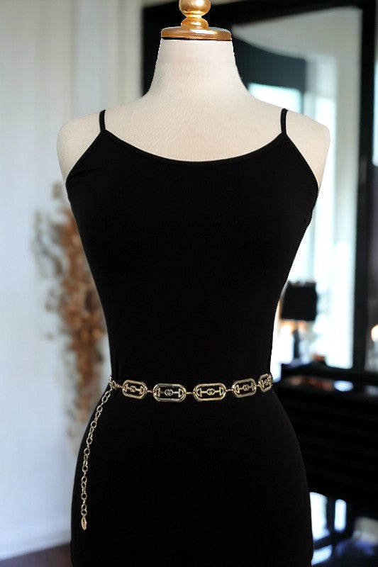 Oval Metal Cut Out Link Chain Belt