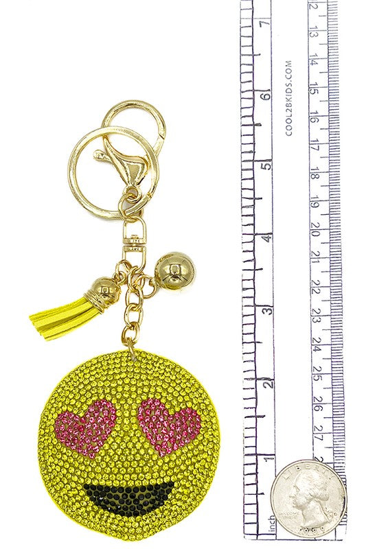 Love Emoji Rhinestone Pave Keychain