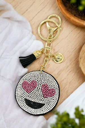 Love Emoji Rhinestone Pave Keychain