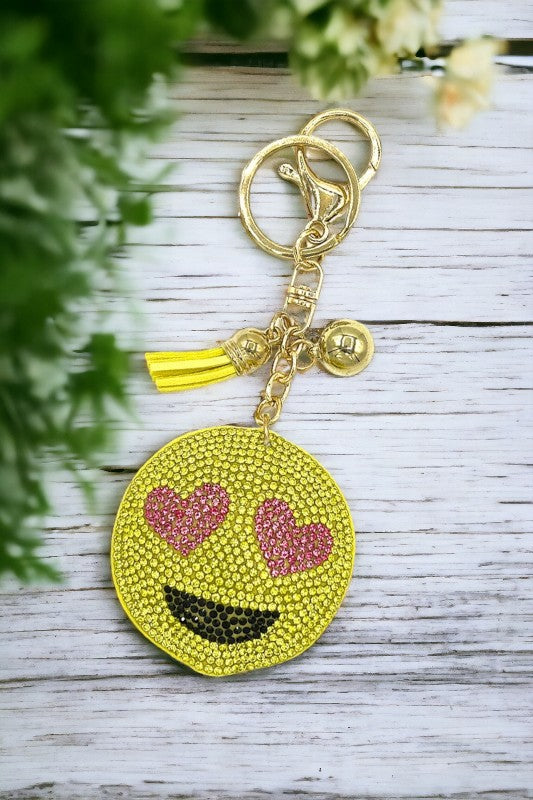 Love Emoji Rhinestone Pave Keychain