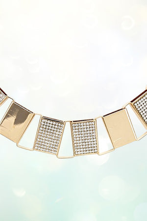 RHINESTONE PAVE RECTANGLE LINK COLLAR NECKLACE
