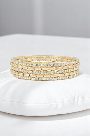 5 SET TENNIS AND OAVL METAL BEAD BRACELET SET