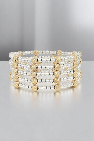 WATER RESISTANT METAL BEAD BRACELET SET