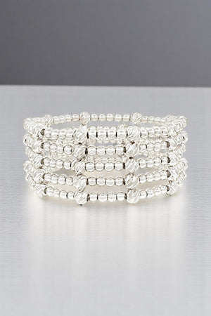 WATER RESISTANT METAL BEAD BRACELET SET