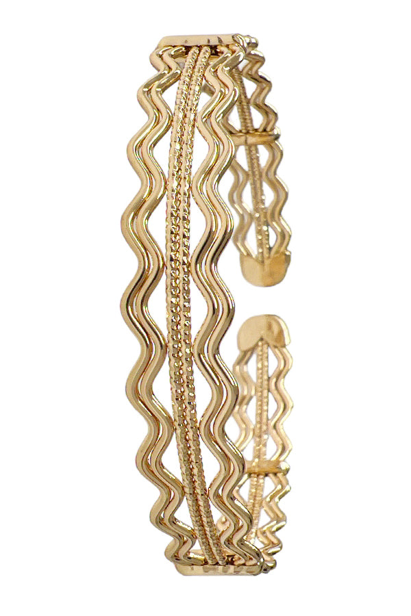 Wave Cut Out Accent Cuff Bracelet