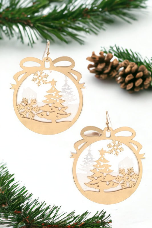 Christmas Tree Cut Out Ornament Dangle Earring