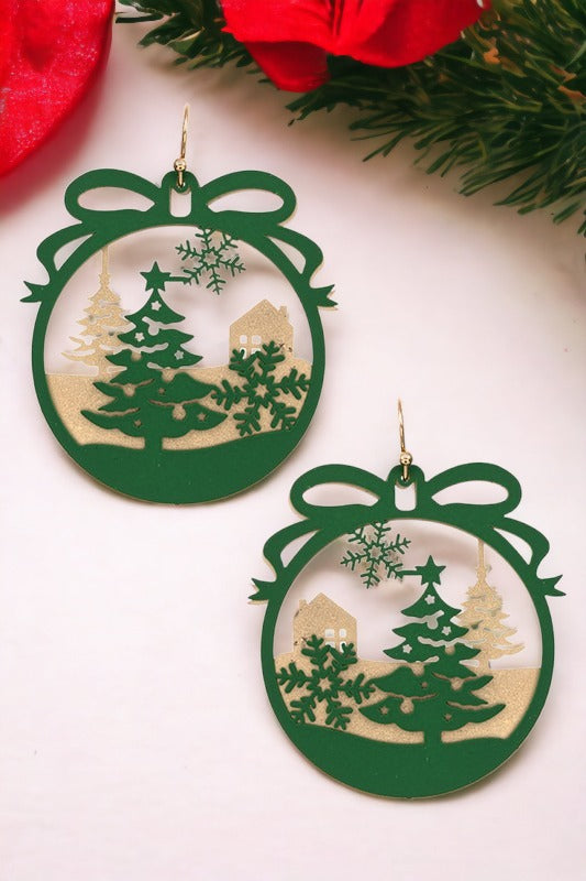 Christmas Tree Cut Out Ornament Dangle Earring