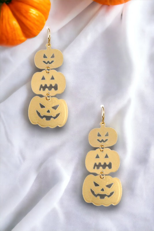 Triple Cut Out Pumpkin Drop Earring