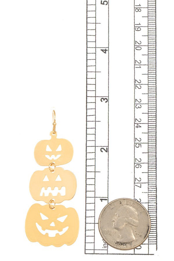 Triple Cut Out Pumpkin Drop Earring