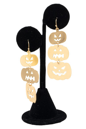 Triple Cut Out Pumpkin Drop Earring