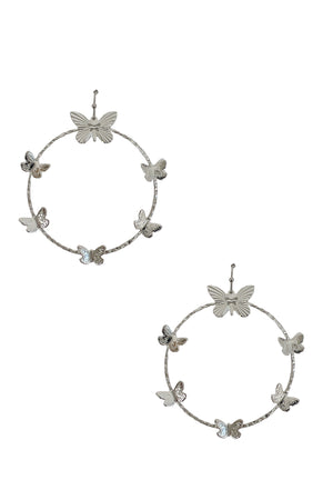 Butterfly Accent Hoop Earring