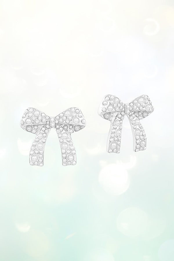 PEARL PAVE RIBBON POST EARRING