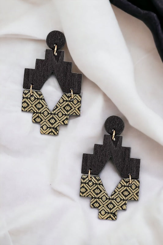 Wooden Link Dangle Earring