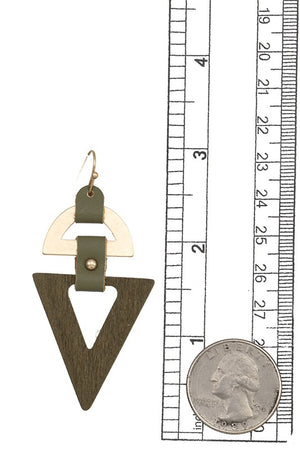 Triangle Wood Cut Out Dangle Earring