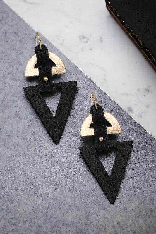 Triangle Wood Cut Out Dangle Earring