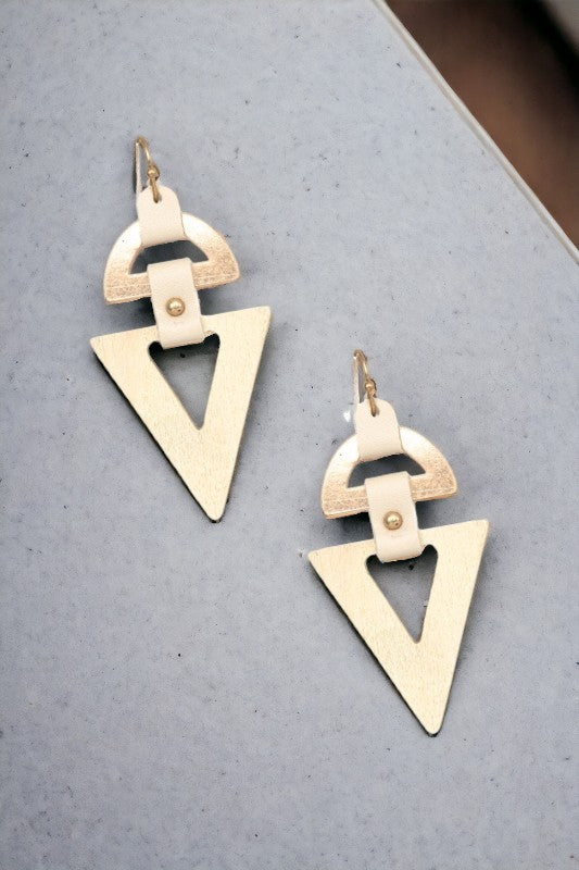 Triangle Wood Cut Out Dangle Earring