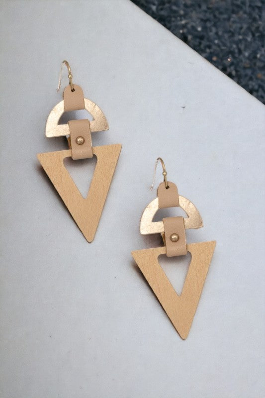 Triangle Wood Cut Out Dangle Earring