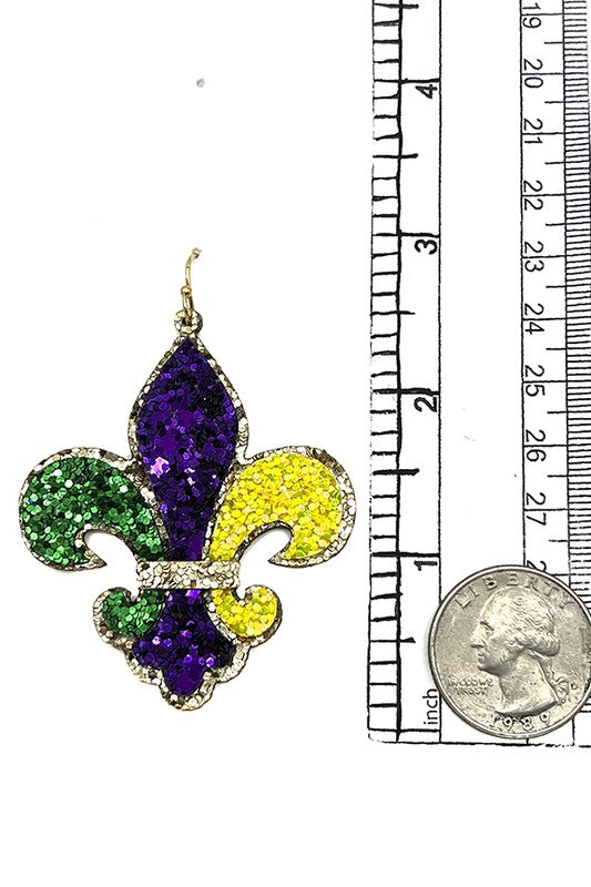 Fleur De Lis Glitter Earring