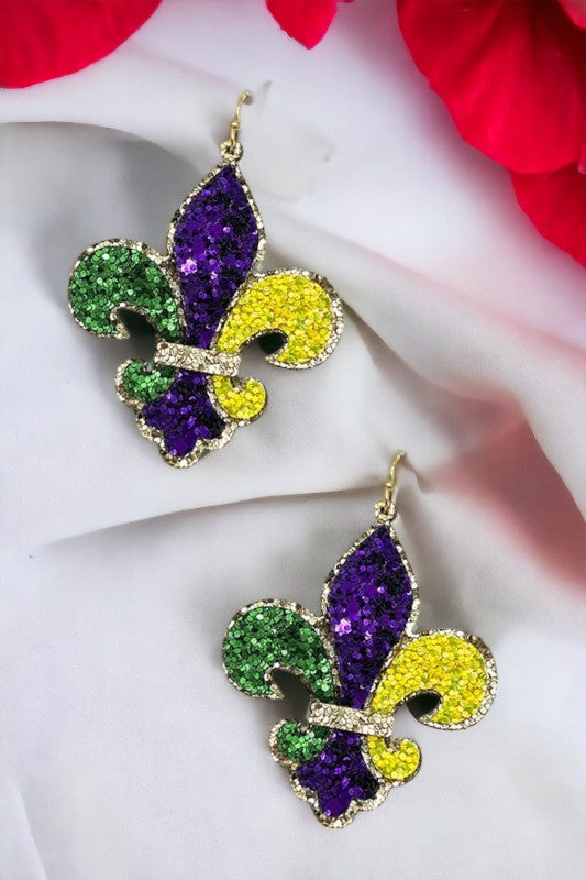 Fleur De Lis Glitter Earring