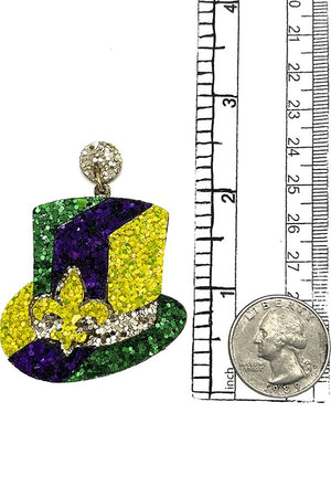 Glitter Mardi Hat Earring