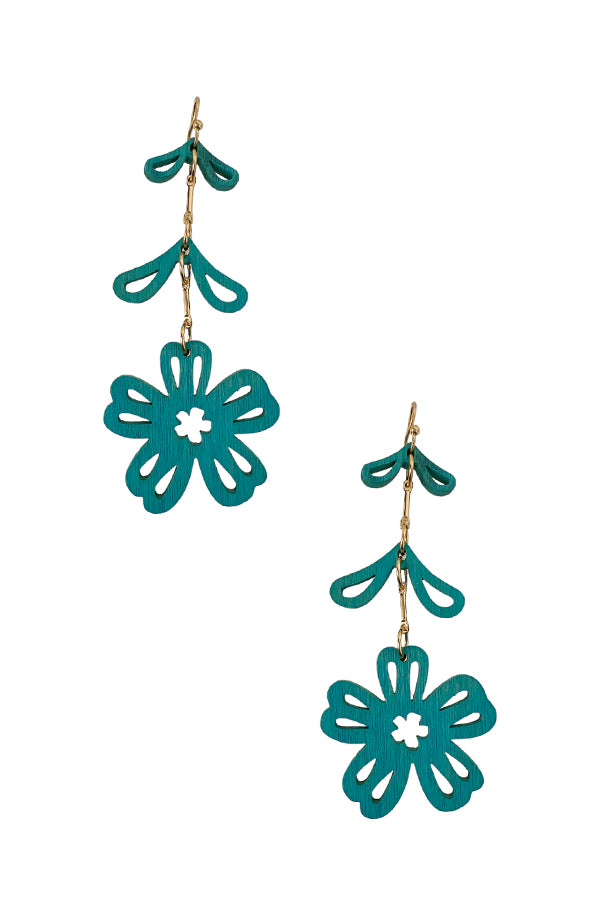 Wooden Floral Cut Out Earring