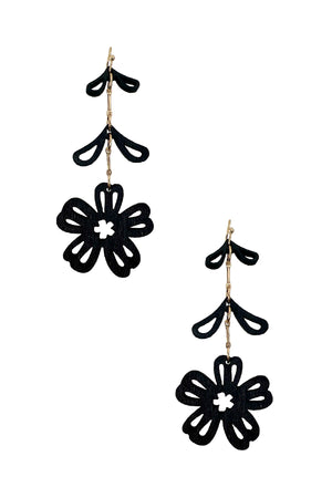 Wooden Floral Cut Out Earring