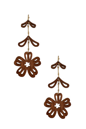 Wooden Floral Cut Out Earring