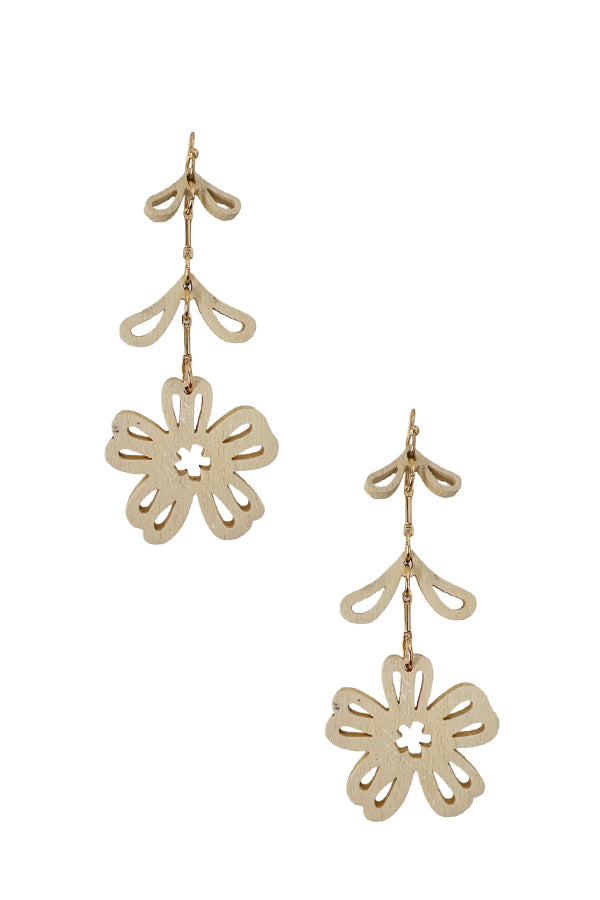 Wooden Floral Cut Out Earring