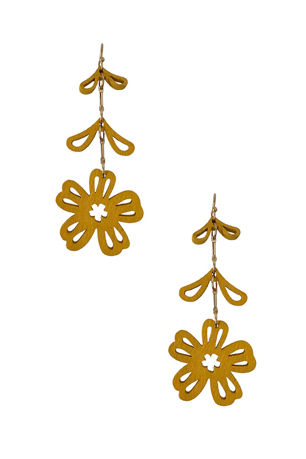 Wooden Floral Cut Out Earring