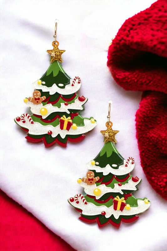 Dangle Christmas Tree Earring