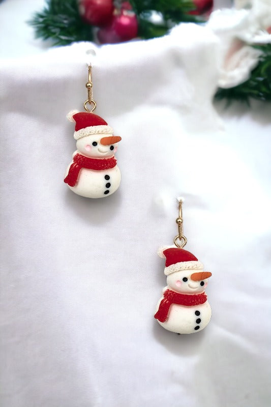 Novelty Snowman Clay Earring