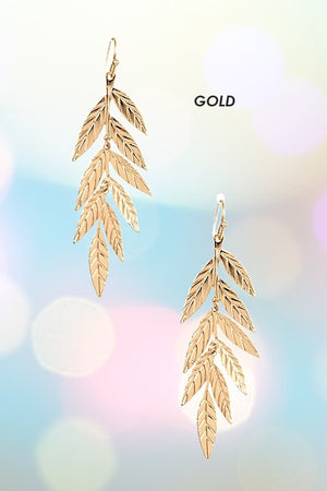 ETCHED LEAF DANGLE EARRING