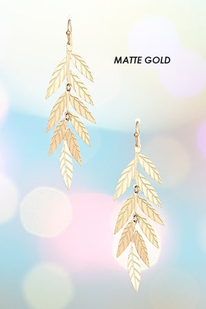 ETCHED LEAF DANGLE EARRING