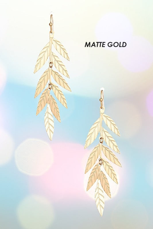 ETCHED LEAF DANGLE EARRING