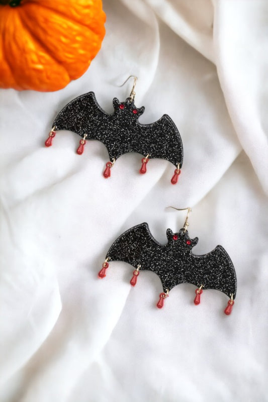 Bat Red Dangle Earring
