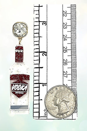 ACRYLIC VODKA BOTTLE DROP GEM POST EARRING