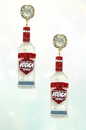 ACRYLIC VODKA BOTTLE DROP GEM POST EARRING