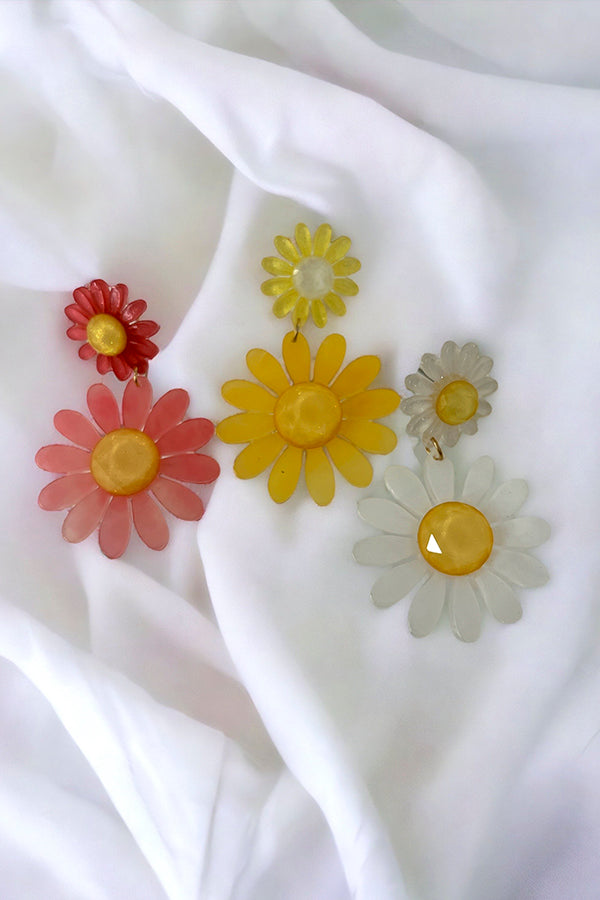 Double Link Acrylic Floral Earring