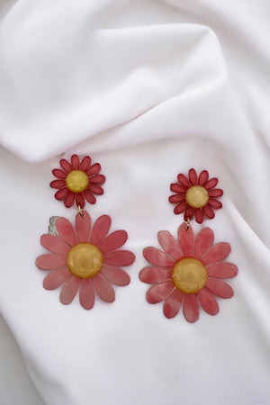 Double Link Acrylic Floral Earring