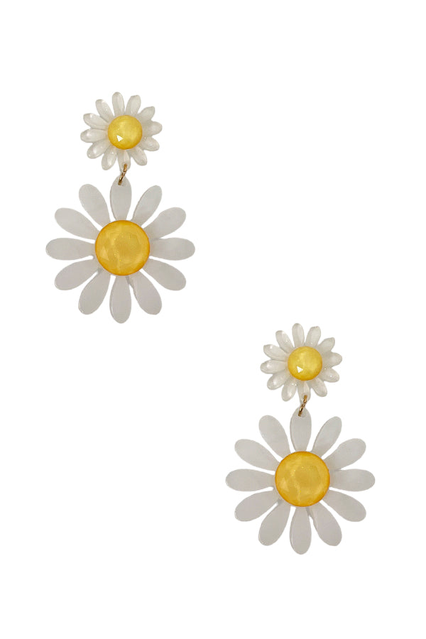 Double Link Acrylic Floral Earring