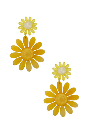 Double Link Acrylic Floral Earring