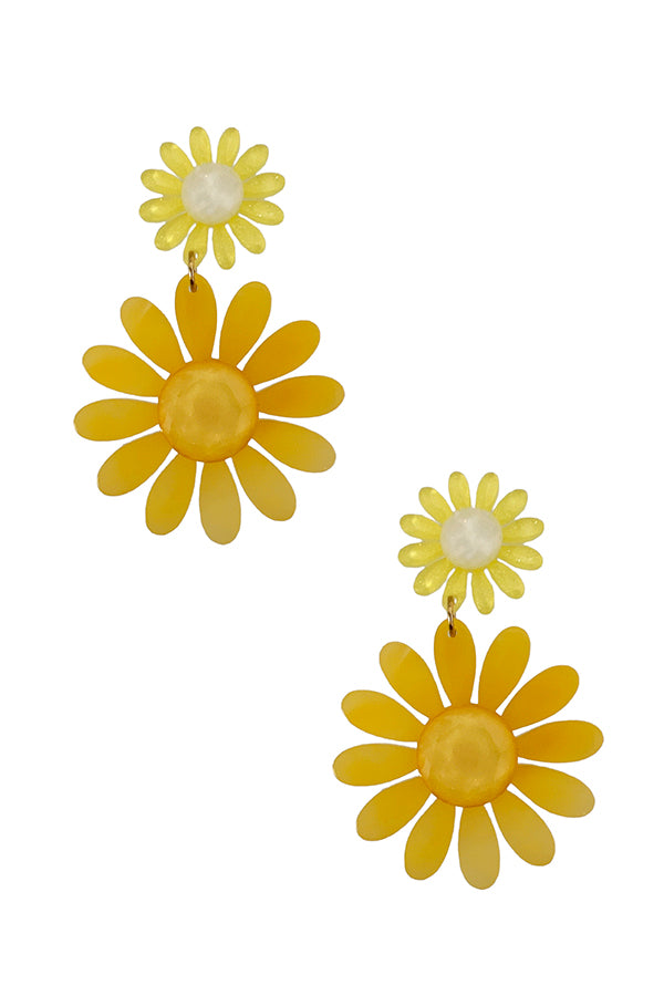 Double Link Acrylic Floral Earring