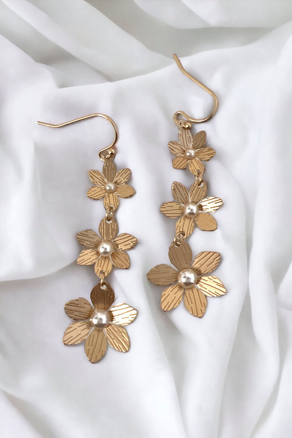 Triple Floral Link Drop Earring