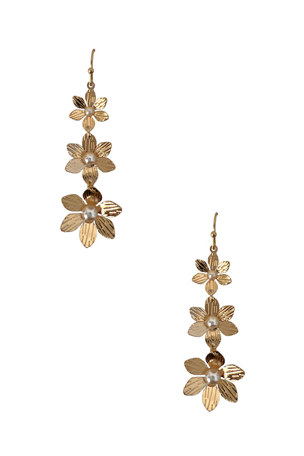 Triple Floral Link Drop Earring